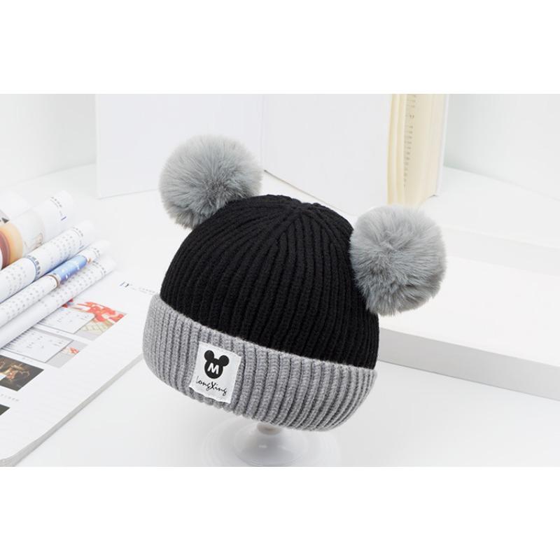 Детская шапка Осенне-зимняя детская шерстяная шапка Двухслойная детская вязаная шапка для мальчиков и девочек 1-3 лет Детская шапка для взрослых