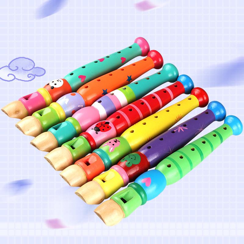 1Pc Wooden Cartoon Flute Children Clarinet 6-Hole Piccolo Baby Toys Musical Instrument Toys Early Education Enlightenment TMZ