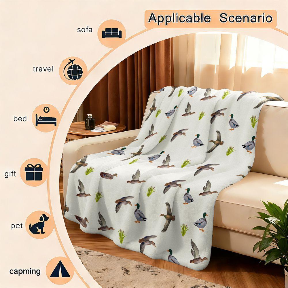 Duck Print Blanket Flannel Throw Blanket Soft Cozy Bedding for Sofa Couch Living Room Camping Gift Blanket for Kids Adults