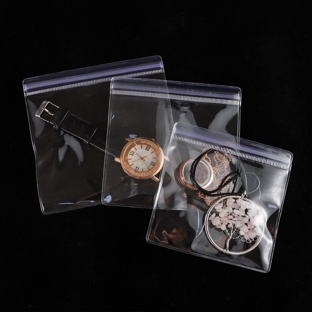 100Pcs PVC Plastic Self Sealing Bag Transparent Jewelry Bag Zip Lock Bags  Necklace Bracelet Ring