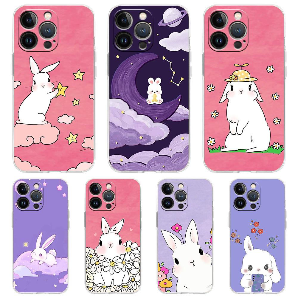 Милый Красочный Кролик Роскошный Чехол Для Телефона Для iPhone 16 15 14 13 12 11 Pro Max XS X XR SE 7 8 Plus Мягкий Силикон Прозрачный Чехол