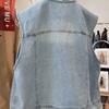 Жилет женский хлопковый осенне-зимний топ без рукавов верхняя одежда жилет оверсайз повседневный джинсовый жилет