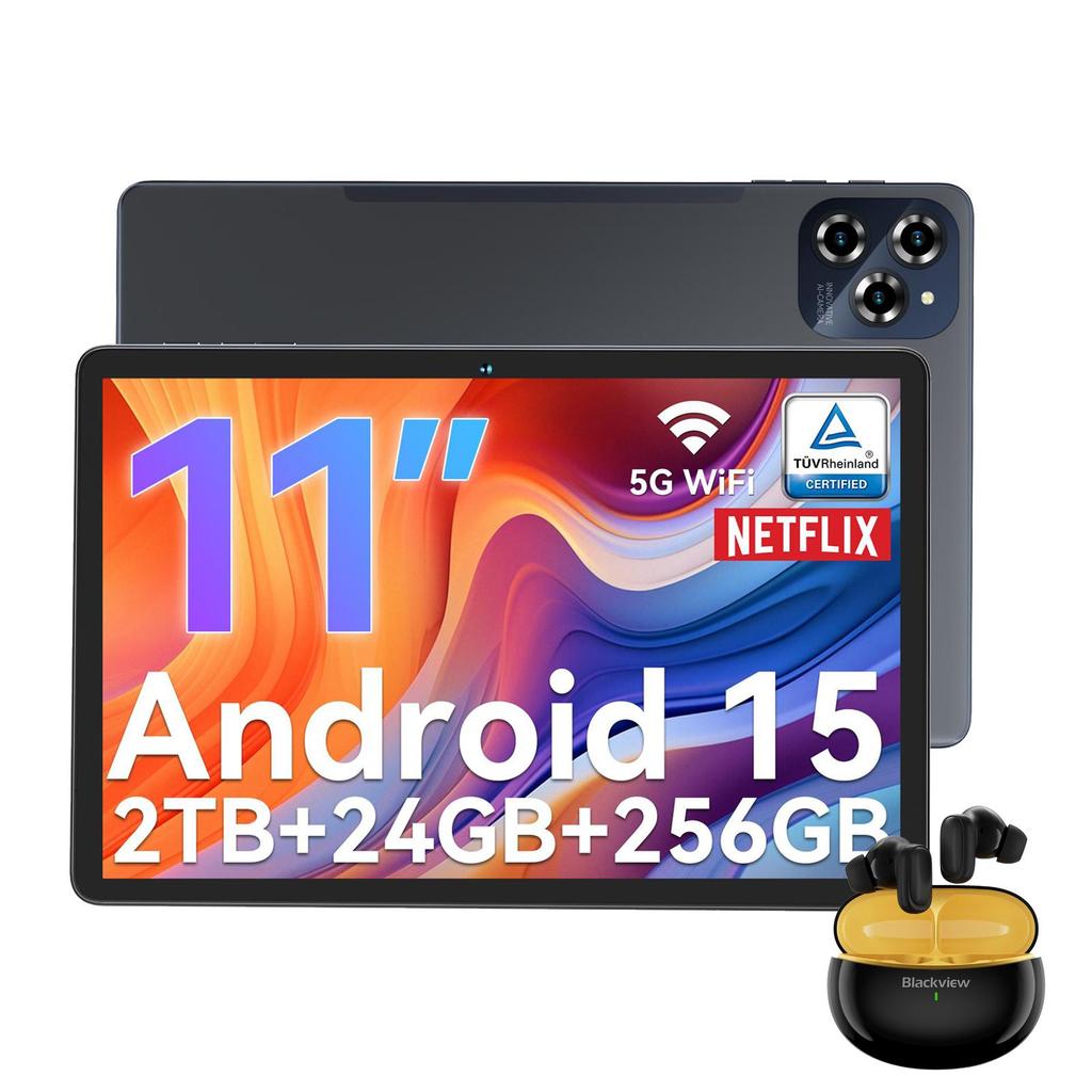 TABWEE 2025 W90 11-дюймовый планшет Android 15, 24 ГБ ОЗУ 256 ГБ памяти(2 ТБ ТФ),Большой дисплей Widevide L1, восьмиядерный T615, 8000 мАч, 5G WiFi, 4G LET, 18 Вт