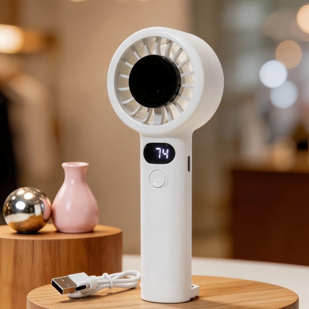USB Rechargeable Electric Hand Fan with LED Display Highspeed Cooling Fan  Outdoor Travel