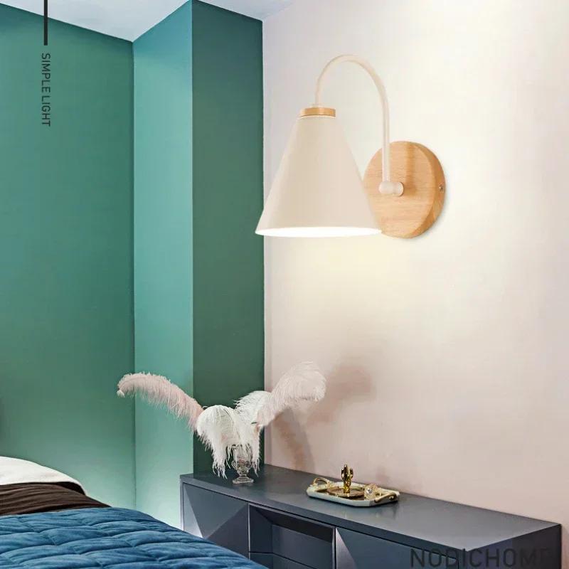 Nordic Wall Sconce Light Fixture for Bedroom Bedside Living Room Lighting Luminaire Lamp Indoor Wooden Decor Retro