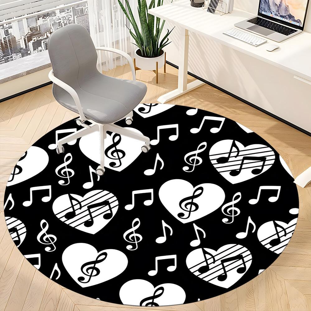 1pc Music Notes Heart Pattern Chair Carpet for Office, Non-slip, Soft and Durable Office Rug for Decoration, Perfect for Office yy260105034