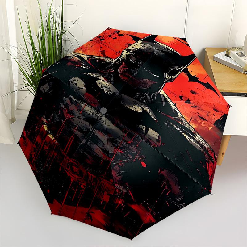 1pc Batman Blood Automatic Folding Umbrella - Compact 8-Rib Design, Durable Plastic & Iron1198L