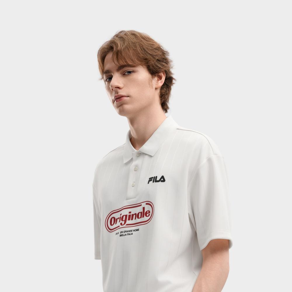 Fila Оригинальная ретро спортивная простая мужская футболка-поло с коротким рукавом топы F11M639102F-WT