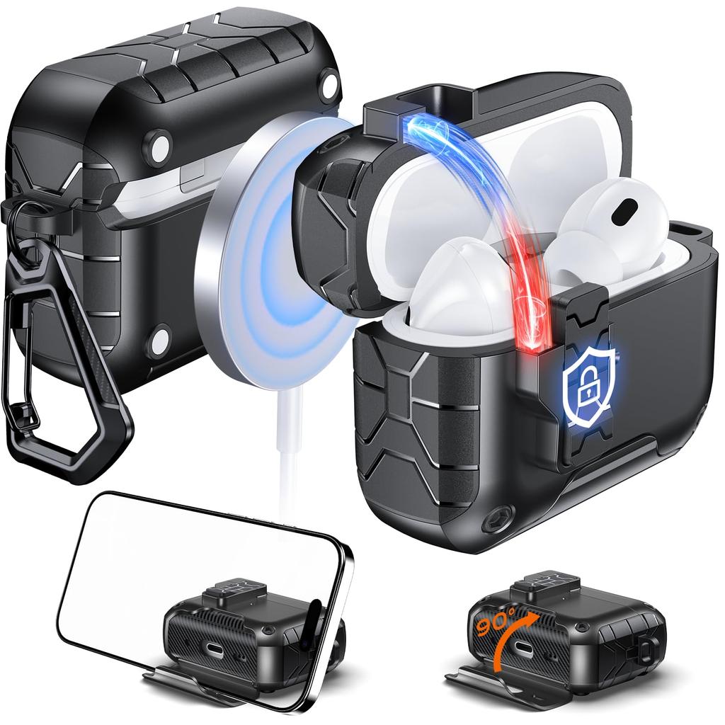 Прозрачный чехол для AirPods Pro 3, чехол-подставка для телефона с предохранителем, конструкция крышки с автоматическим открыванием, с крышкой для чистящего карандаша для AirPods Pro 3