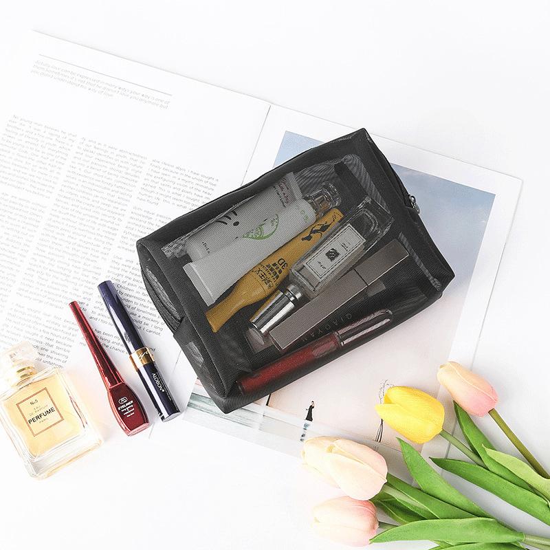Mesh Makeup Bag, Large-capacity Transparent and Visible Cosmetics Storage Bag, Toiletry Bag, Portable Travel Storage Bag