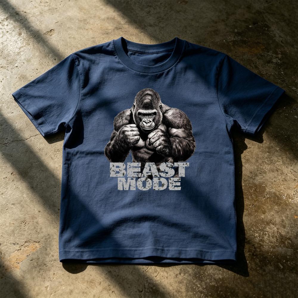 BEAST MODE Gym Training Slogan Graphic Tee Loose Fit Cotton Unisex Summer Bodybuilding Casual Shirts