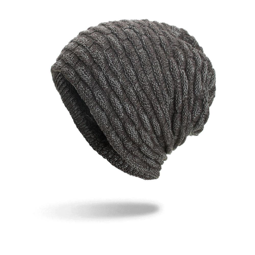 Autumn and Winter New Velvet Colored Small Horizontal Strip Pullover Hat Knitted Wool Hat