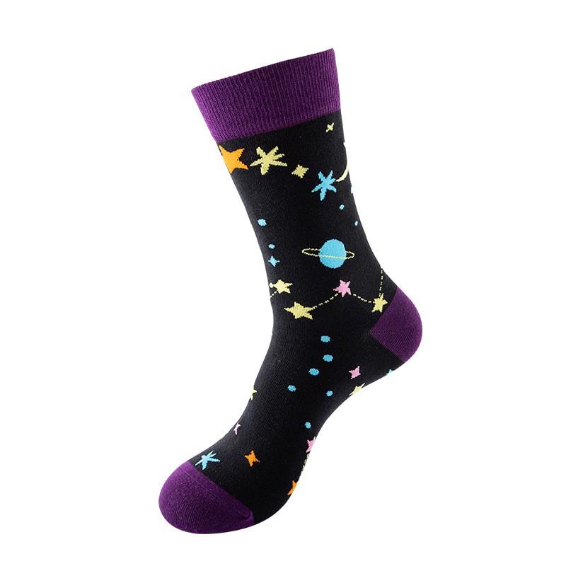Stylish Mid-Calf Socks Men Women Animal Fruit Galaxy Print Casual Cotton