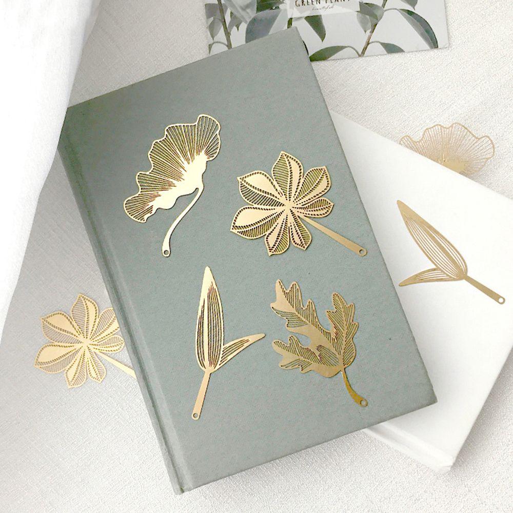 School Stationery Student Gifts Leaf Metal Bookmark Reading Mark Books Accessories Brass Book Clip