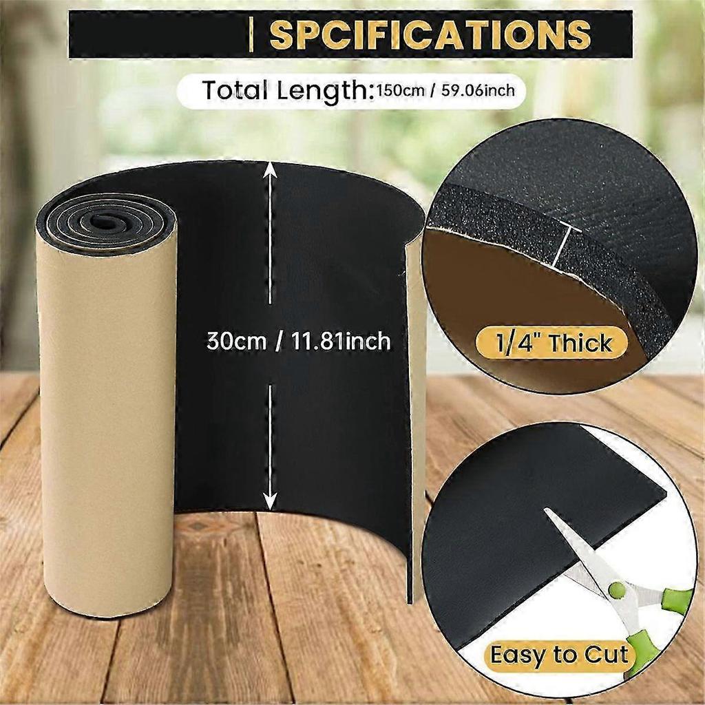 Adhesive Foam Rubber Sheet, 1/4" x 12" x 59", for Weatherproofing & Sealing