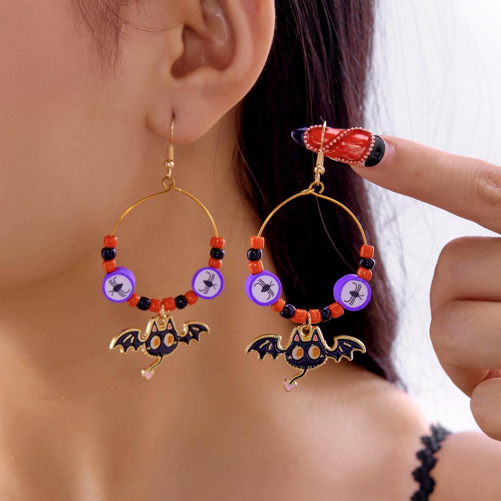 Funny Cute Acrylic Pumpkin Crystal Earrings for Women Girls Gothic Polymer Clay Ghost Drop Earring Halloween Theme Party Jewelry