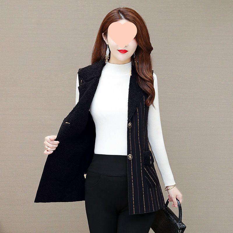 Флисовый жилет большого размера для женщин среднего и пожилого возраста - Стильный осенне-зимний костюмный воротник