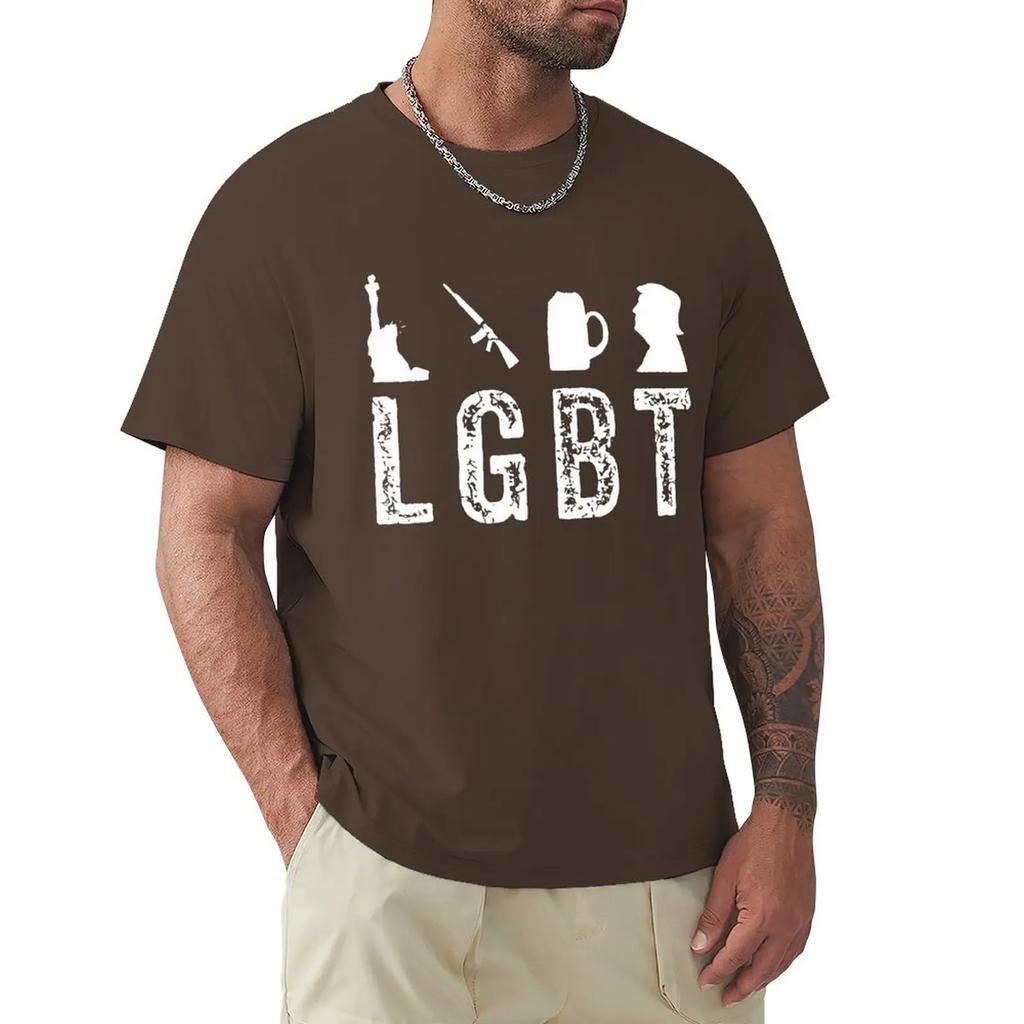 LGBT Liberty Guns Beer Trump Funny Inspired T Shirt Harajuku Short Sleeve T-shirt 100% Cotton Graphics Tshirt Tops