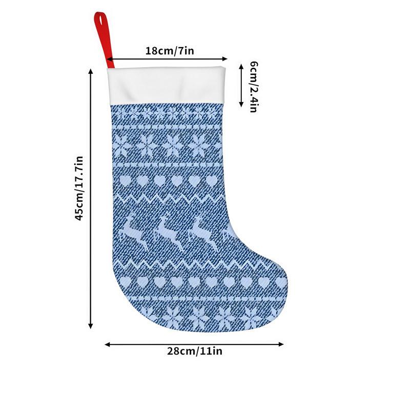 Christmas decoration fireplace hanging stocking Christmas Stockings 1pc 45.72 cm, Festive Knitted Deer Snowflake Blue Pr
