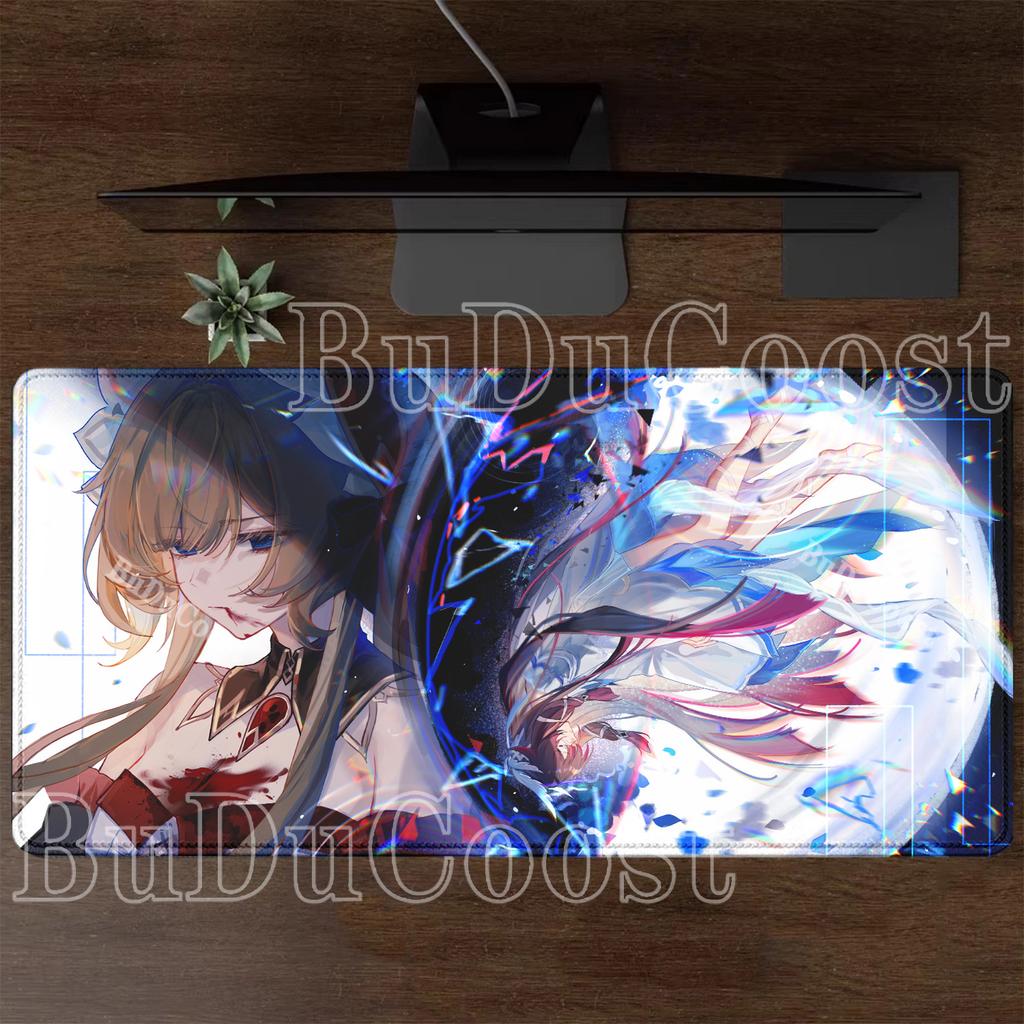 Gaming Sandrone Capitano Genshin Impact Mouse Pad Anime Kawaii Girl Non-slip Desk Mat Rubber Office Keyboard Overlock XXL Carpet