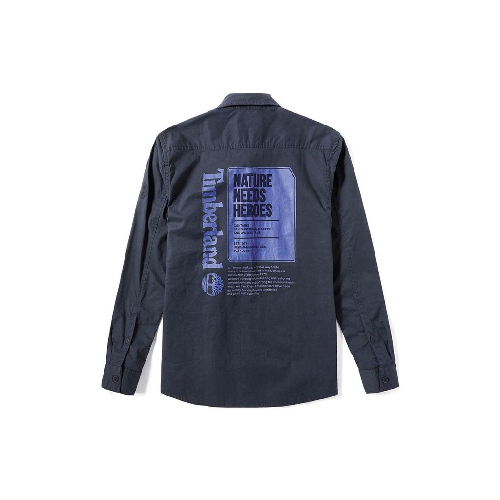 Timberland Solid Color Button Double Pocket Outdoor Sports Long Sleeve Shirt Men Shirts Dark-Blue A219U-433