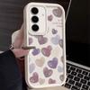 Solid Color Love Hearts Pattern Case For Samsung S25 S24 Ultra S23 S22 S21 Plus S20 FE A55 A35 A54 A34 A15 Lens Protection Soft Shockproof Phone Cover
