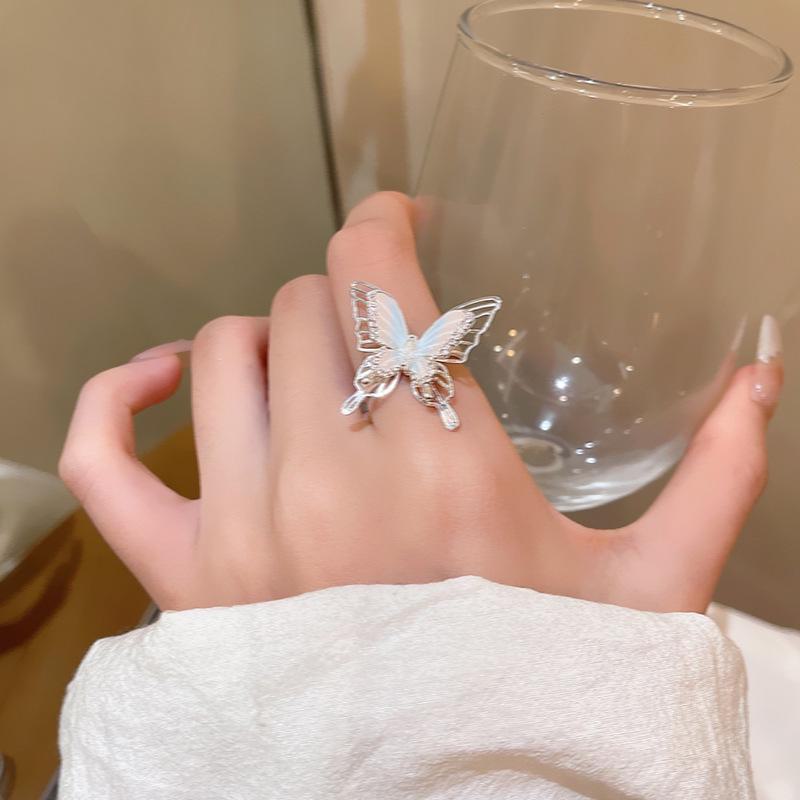 Кольцо с красочной бабочкой в корейском стиле - универсальное роскошное кольцо на указательный палец для женщин