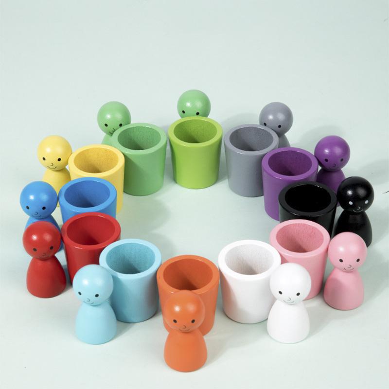 Montessori Wooden Toy Color Cognitive Classification Cups Matching Sorting Training Early Education Learning Educational Toys
