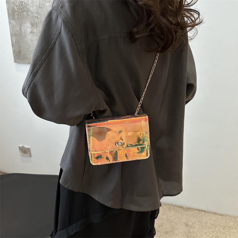 Chic And Trendy Pvc Crossbody Bag Colorful Fashionable Small Square Bag