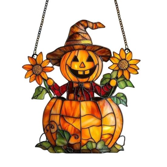 Подвеска на Хэллоуин, расписанная вручную витражная оконная подвеска со шнурком, легко подвешивается, ловушка для солнца, украшение для внутреннего окна