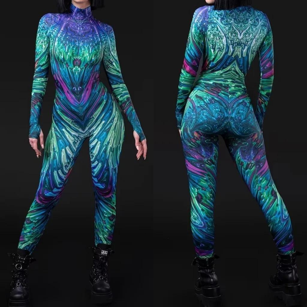 3D цифровая печать сценических костюмов для взрослых Хэллоуин Мероприятие Карнавал Тематическая вечеринка Костюм для косплея Костюм для ролевой игры Комбинезон