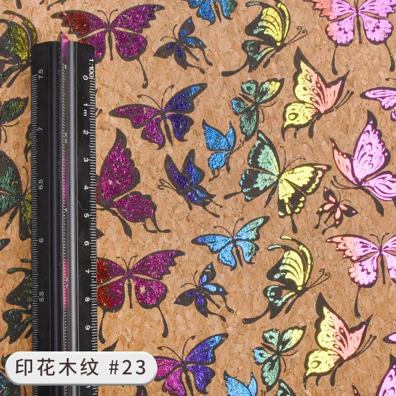 Durable Environmentally Friendly Printed PVC Cork Leather Fabric Suitable for Decorative Tablecloths Bags DIY Sewing Fabrics