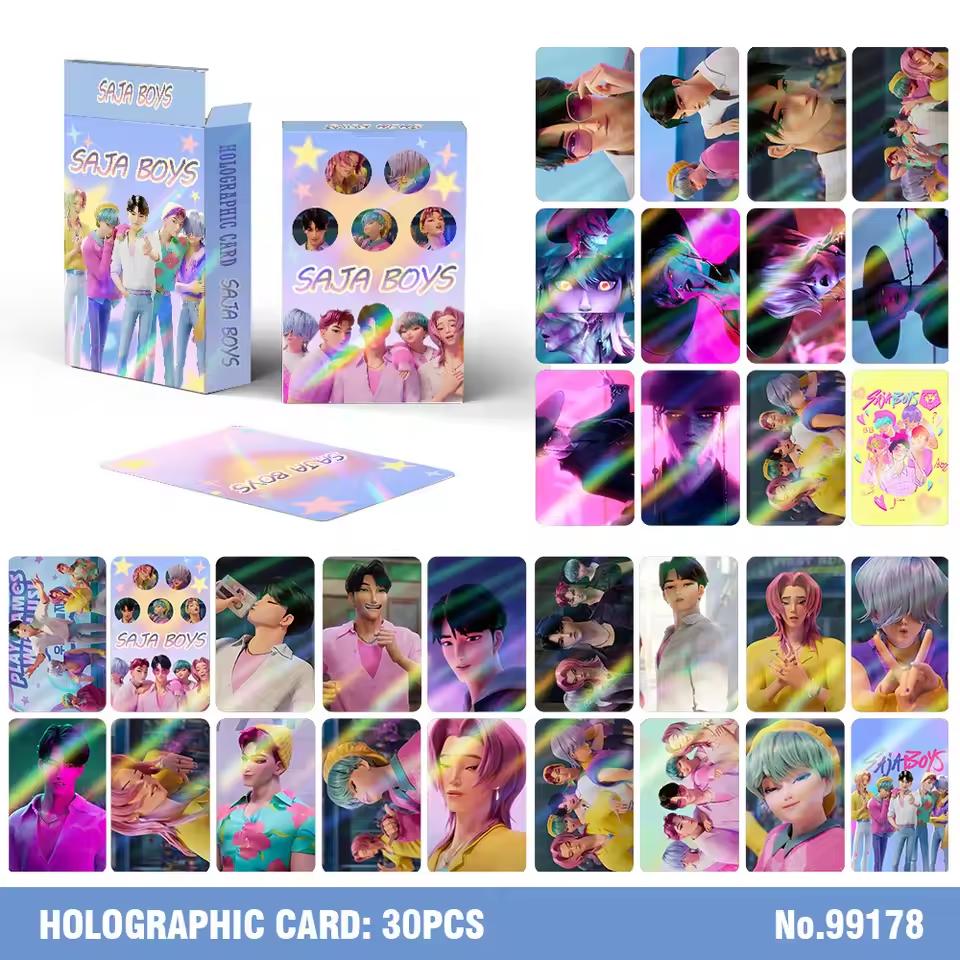 55pcs K-POP Demon Hunters Holographic Cards Set - HUNTR/X Boy Girl Group Laser Photocards, Anime Collectible Trading Game Cards,