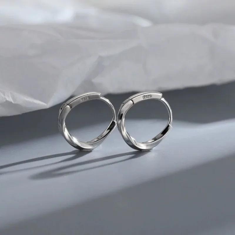 Серьги-гвоздики круглые из стерлингового серебра 925 пробы для женщин, простые серьги-кольца с инкрустацией, свадебные, вечерние, аксессуары, подарки