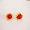 Red Rhinestone Imitation Pearl Wrapped Flowers Stud Earring for Women Creative Fashion Wedding Jewelry Accessories Gift