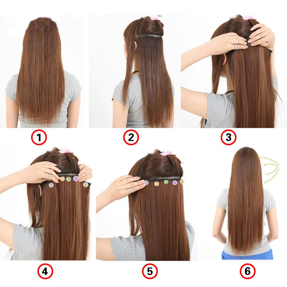 LUPU Synthetic Long Curly Hair Clip In Hair Extension High Temperature Women’s Wavy Hair Piece Black Light/Dark Brown