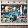 Space Astronaut Birthday Party Background Banner Custom Decoration Rocket Theme Photography Boy Birthday Gift Photo Studio Prop