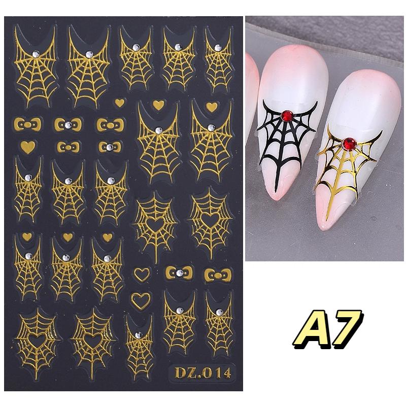 1/4Pcs Halloween Cute Spider Nail Stickers Slide Decals Manicure Decoration Nail Supplies for Creative Nail Design