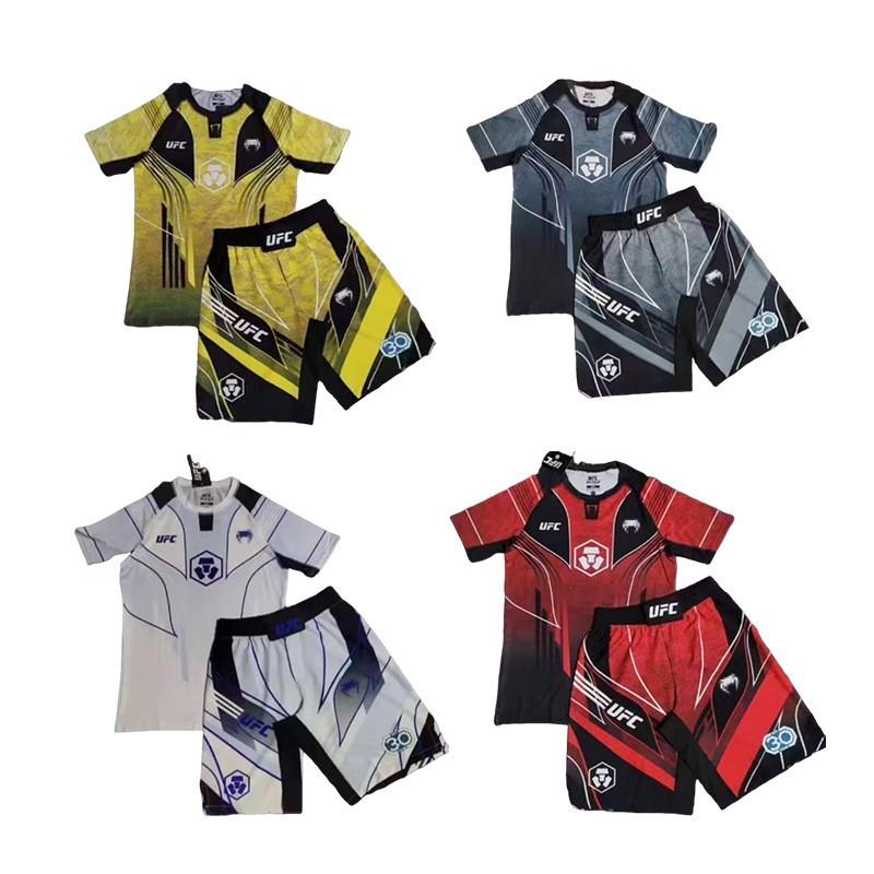 Men Women Kids Boxing Muay Thai MMA Training Set Quick Dry Breathable Short Sleeve Shorts Gym Fight Wear