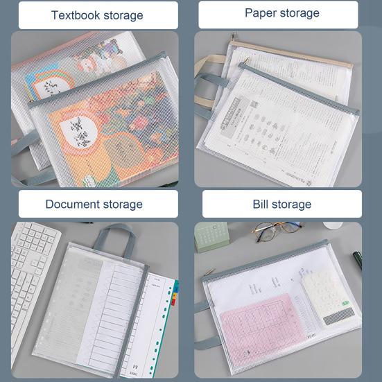 Сетчатый мешок на молнии формата А4, прозрачный пластиковый мешок для файлов, водонепроницаемая молния