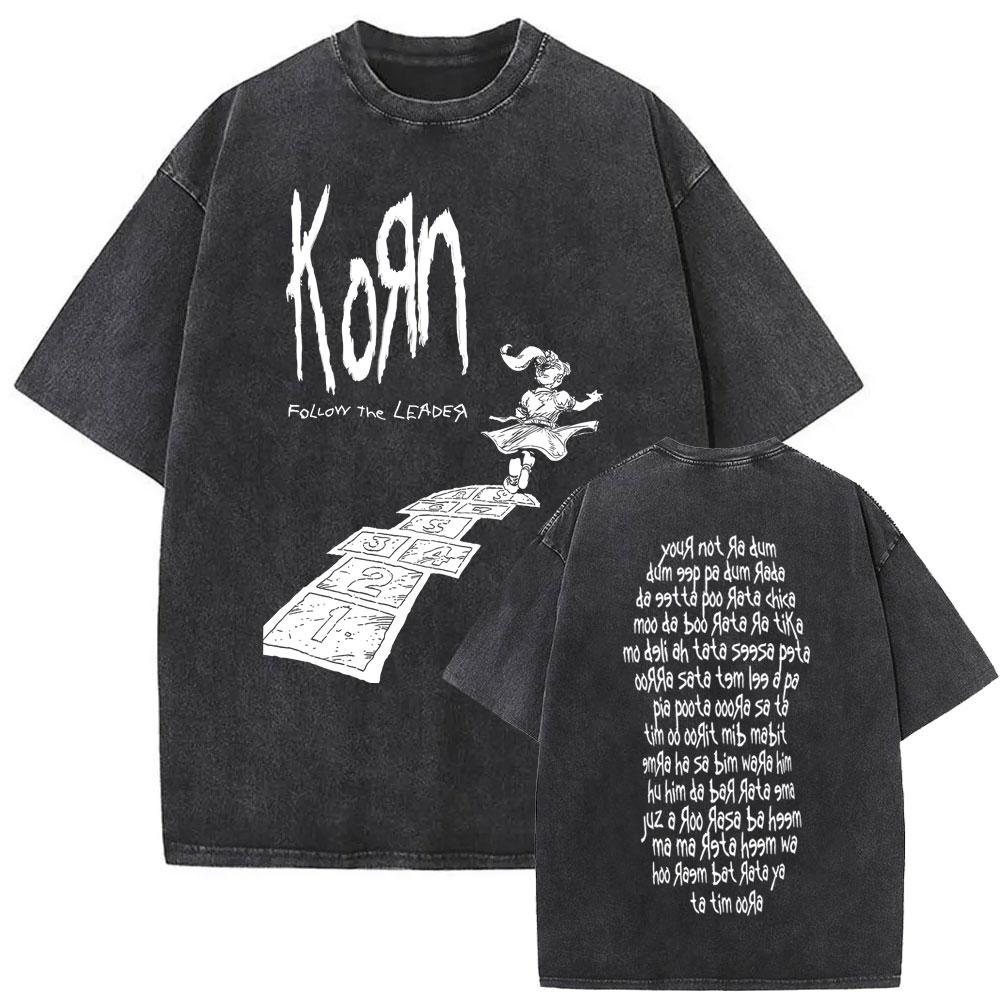 Новая Стирка Винтаж Альтернативный Ну-Метал Рок-Группа Korn Принт Футболка Мужская Оверсайз Футболки Мужская Мода Футболки Yk Уличная Одежда