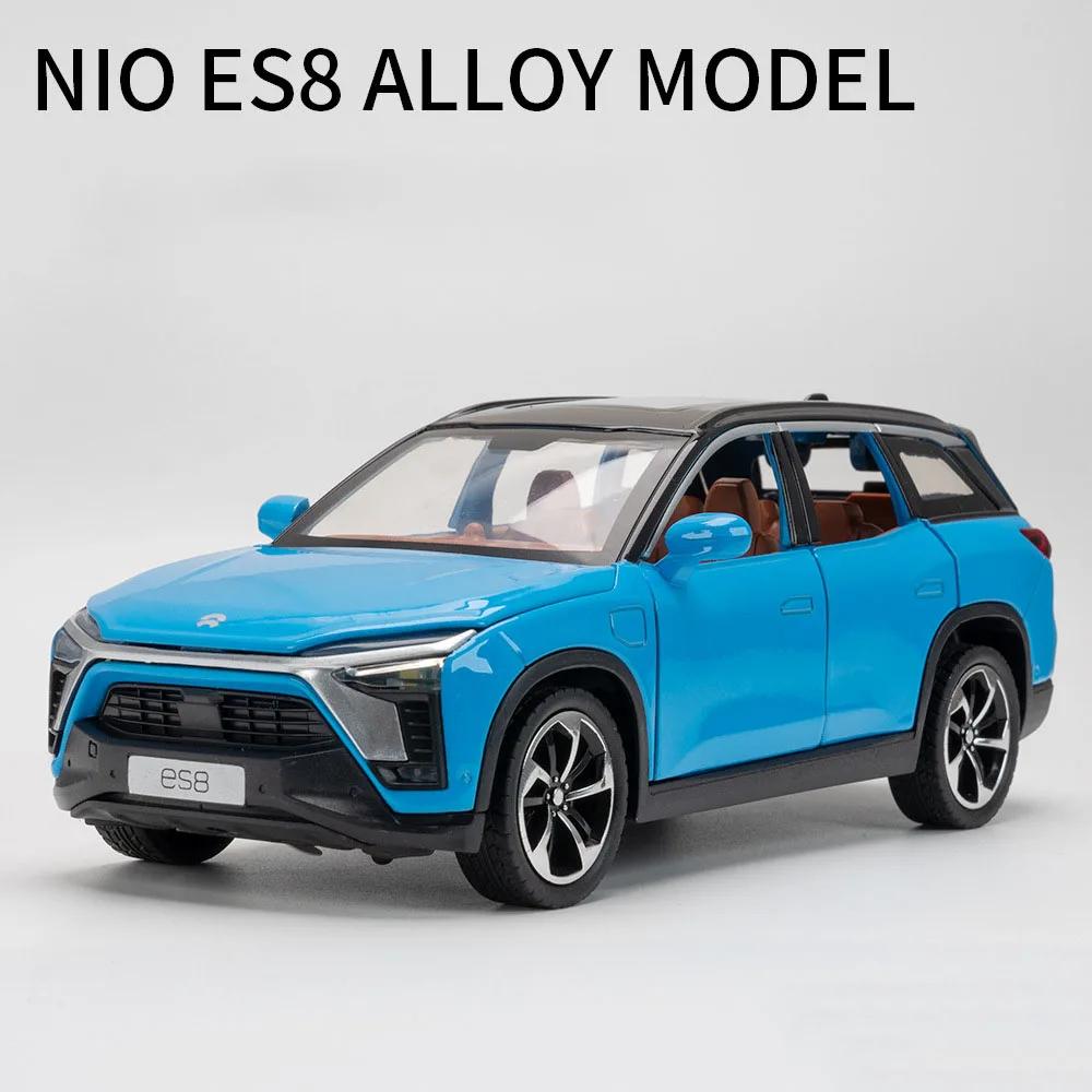 1:24 Сплав NIO ES8 Миниатюрные Модели Игрушечных Машин Металлический Литой Оттягивающийся Звук Свет 6 Открывающихся Дверей Игрушки Транспортные Средства Детские Подарки