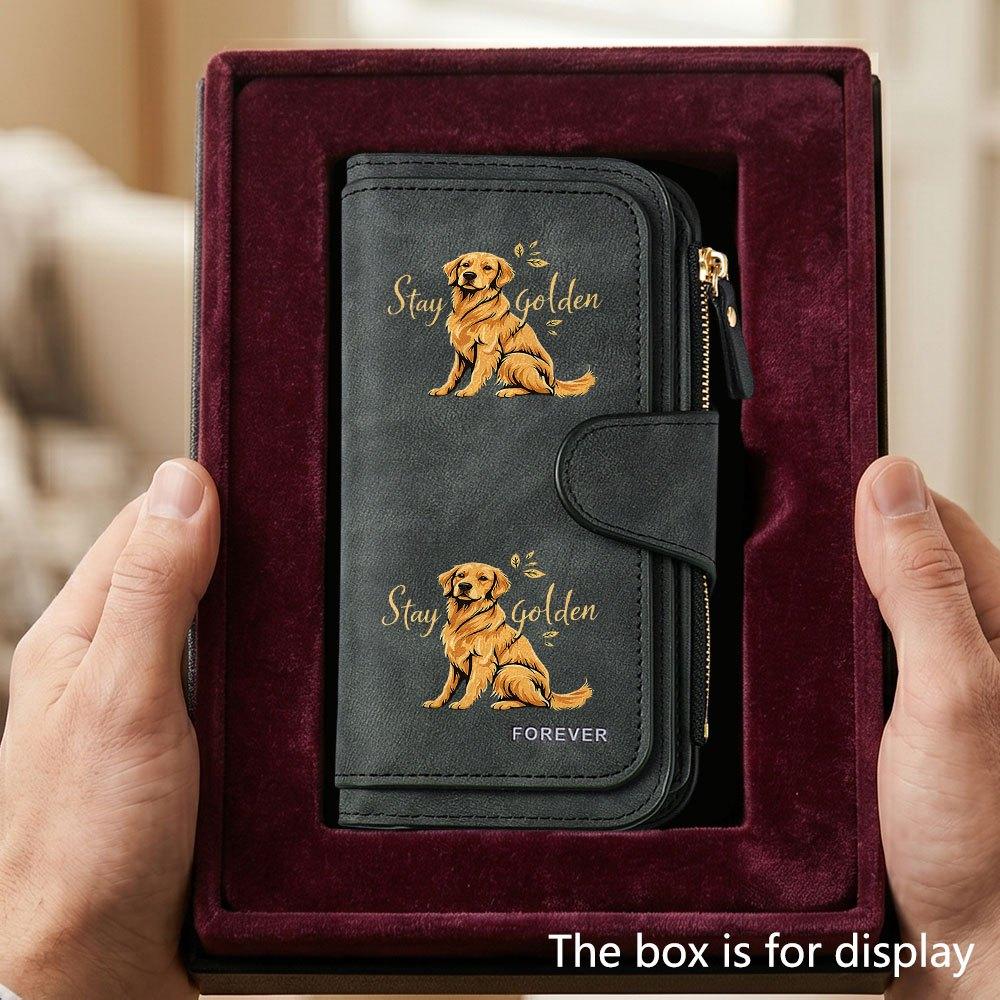 Unique Stay Golden Golden Retriever Men's Large Capacity Wallet with Business Card Slot and Cash Pocket, Suitable for Formal Occasions and Office