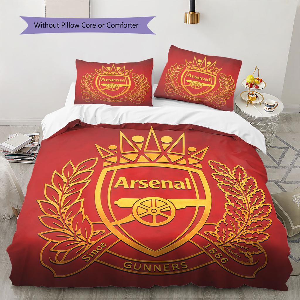 Arsenal F Pattern Bedding,Quilt Set Quilt Cover Pillowcase Home Birthday Gift(1 * duvet cover + 2 * pillowcase, without core)