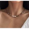 Bohemian abacus bead necklace, featuring colorful natural stones and Baroque freshwater pearls, a beaded choker necklace