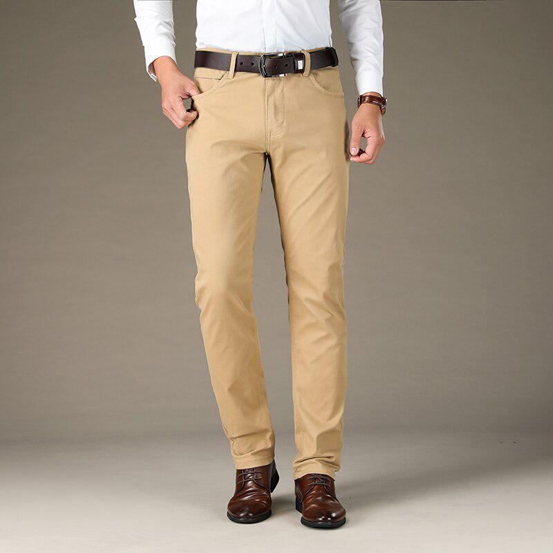 Мужские повседневные брюки цвета хаки больших размеров, деловые хлопковые брюки из саржи, мужские брендовые брюки