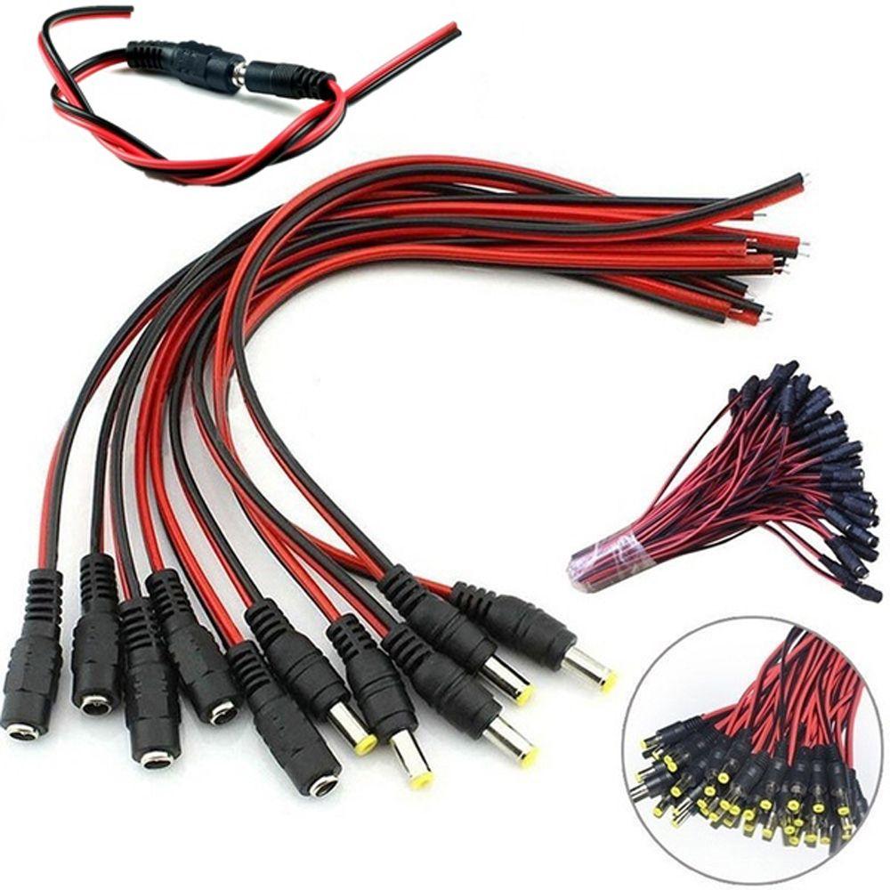 5 Pcs Jack Female DC Copper Connector Wire 12V Cable