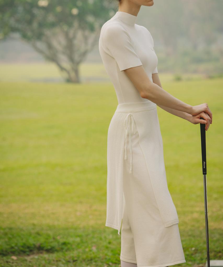 OBER GOLF Knit Wrap Layered Half Pants (Ivory)