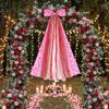 Valentine's Day Wreath Sash for Door, Large Bow Decoration with Metal Clip, 9 Ribbon Swag for Wreath, Front Entry, Fireplace, Fence - Pink Red Love