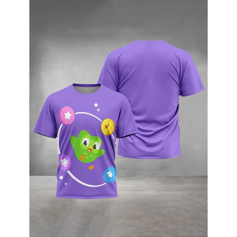 3D Printed Men's Clothing Men's Women's General Outdoor Clothing Suitable for Cartoon Duolingo Men's Comfortable T-Shirt Tops